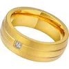 Geoffrey Beene Brushed Stainless Steel Cubic Zirconia Band Ring