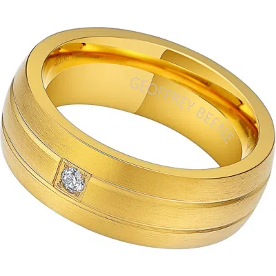 Geoffrey Beene Brushed Stainless Steel Cubic Zirconia Band Ring