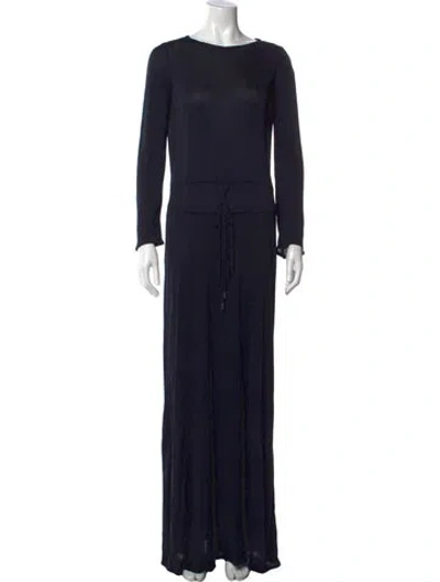Pre-owned Geoffrey Beene Crew Neck Long Dress In Blue