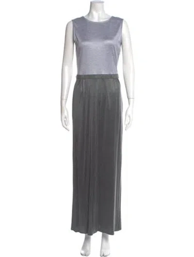 Pre-owned Geoffrey Beene Crew Neck Long Dress In Gray