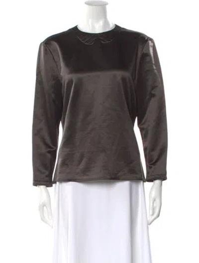 Pre-owned Geoffrey Beene Crew Neck Long Sleeve Blouse In Black