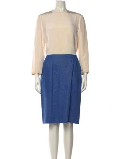 Pre-owned Geoffrey Beene Crew Neck Midi Length Dress In Blue