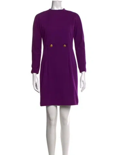Pre-owned Geoffrey Beene Crew Neck Mini Dress In Purple