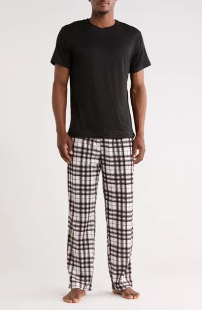 Geoffrey Beene Crewneck T-shirt & Plaid Pajama Pants Set In Multi