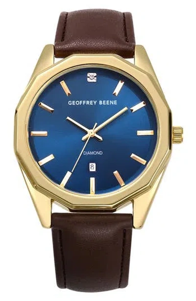 Geoffrey Beene Diamond Leather Strap Watch, 41mm In Multi