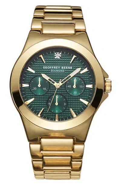 Geoffrey Beene Diamond Textured Dial Bracelet Watch, 43mm In Gold