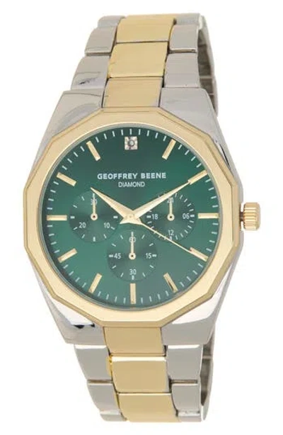 Geoffrey Beene Diamond Two-tone Bracelet Watch, 43mm In Metallic