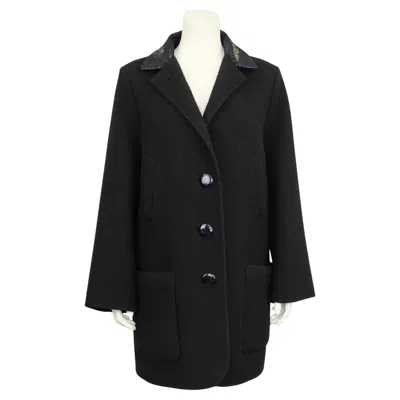 Pre-owned Geoffrey Beene Early 1990s  Black Wool Car Coat