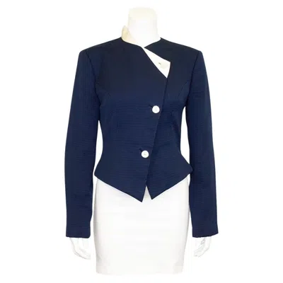 Pre-owned Geoffrey Beene Early 1990s  Navy Blue Fitted Jacket