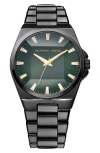 Geoffrey Beene Faceted Glass Bracelet Watch, 41mm In Gray