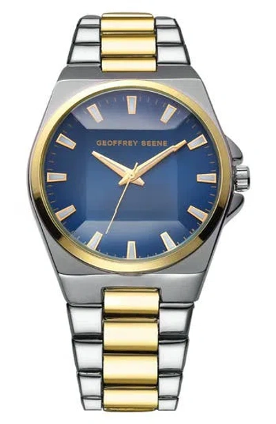 Geoffrey Beene Faceted Glass Two-tone Bracelet Watch, 41mm In Multi