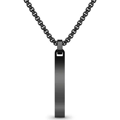 Geoffrey Beene Flat Vertical Bar Pendant Necklace In Black