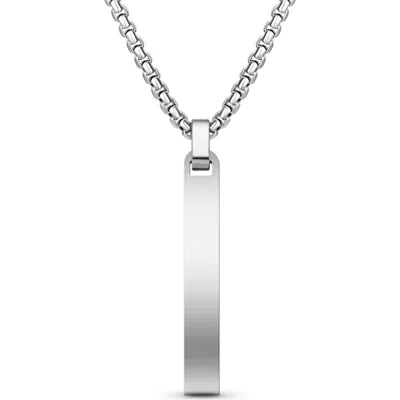 Geoffrey Beene Flat Vertical Bar Pendant Necklace In Silver