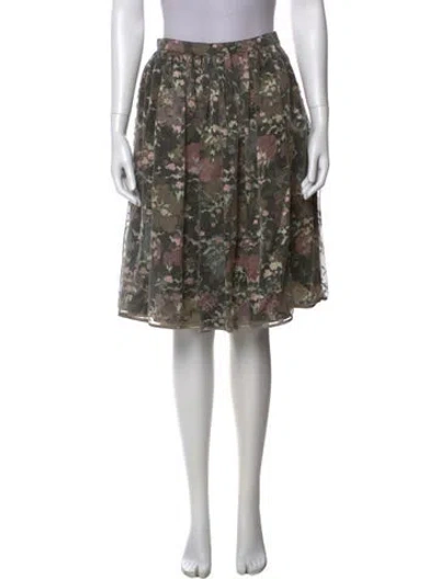 Pre-owned Geoffrey Beene Floral Print Knee-length Skirt In Green
