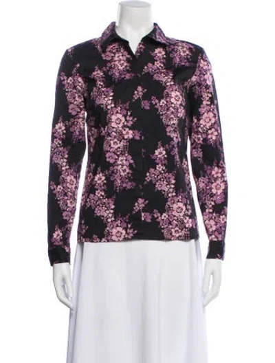 Pre-owned Geoffrey Beene Floral Print Long Sleeve Top In Multi