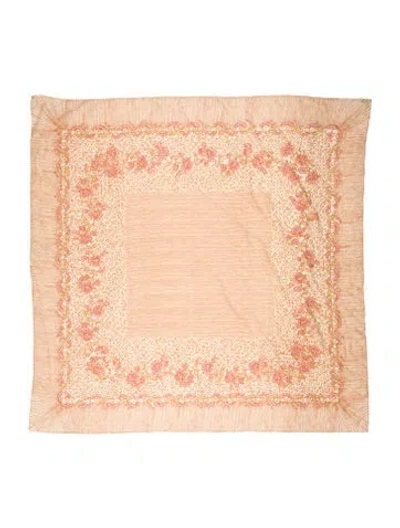 Pre-owned Geoffrey Beene Floral Print Scarf In Neutral