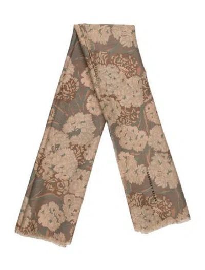 Pre-owned Geoffrey Beene Floral Print Scarf In Neutrals