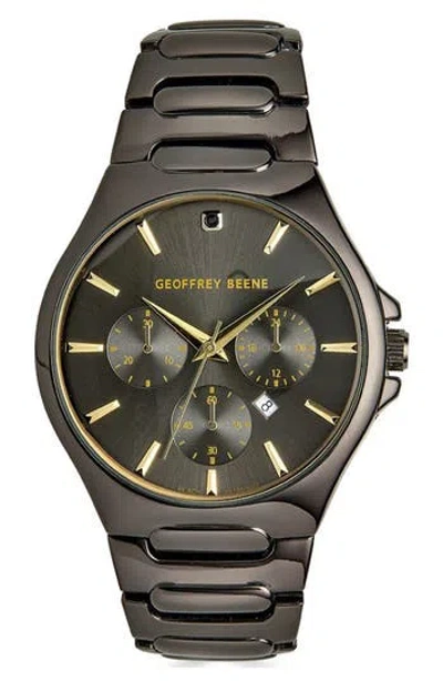 Geoffrey Beene Genuine Black Diamond Bracelet Watch, 41mm In Gunmetal