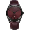 Geoffrey Beene Genuine Black Diamond Leather Strap Watch, 41mm In Black/burgundy