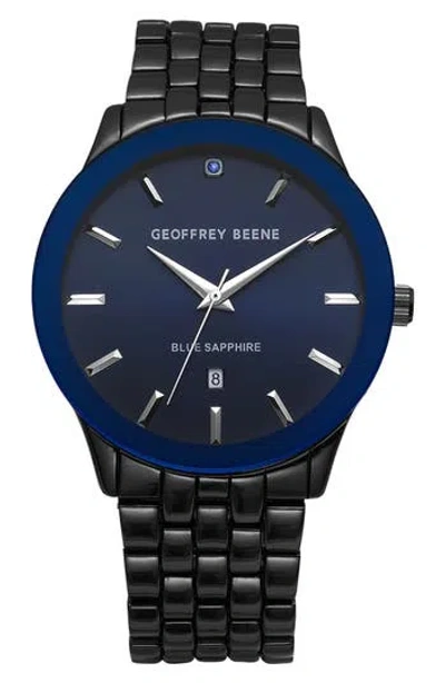 Geoffrey Beene Genuine Blue Sapphire Bracelet Watch, 41mm In Black