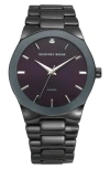 Geoffrey Beene Genuine Diamond Bracelet Watch, 41mm In Black