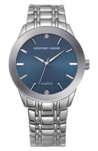 Geoffrey Beene Genuine Diamond Bracelet Watch, 41mm In Silver-tone