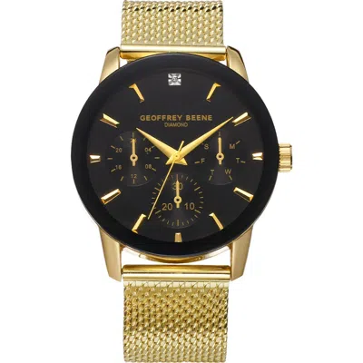 Geoffrey Beene Genuine Diamond Mesh Strap Watch, 41mm In Gold