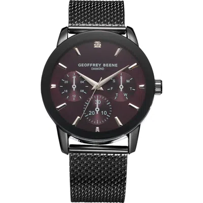 Geoffrey Beene Genuine Diamond Mesh Strap Watch, 41mm In Black