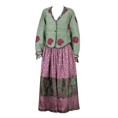 Pre-owned Geoffrey Beene Japonesque Silk Ensemble In Gray