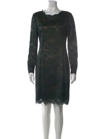 Pre-owned Geoffrey Beene Lace Pattern Knee-length Dress In Green