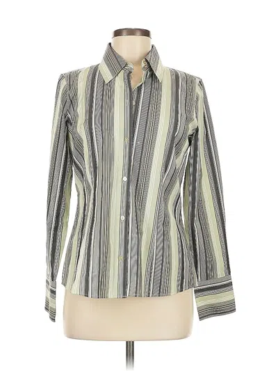 Pre-owned Geoffrey Beene Long Sleeve Polo Shirt In Green