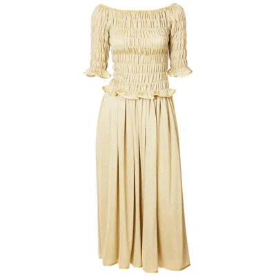 Pre-owned Geoffrey Beene Lurex Knit Ensemble In Sand