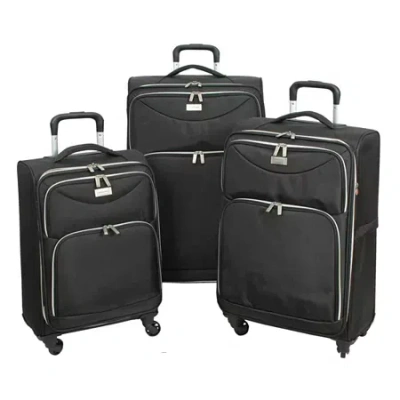 Geoffrey Beene Midnight 3-pc. Ultra Lightweight Softside Luggage Set In Black
