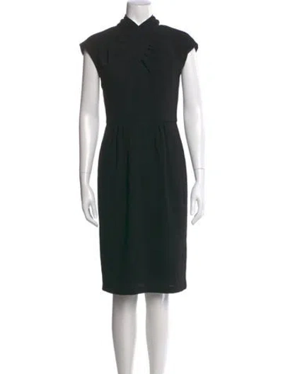 Pre-owned Geoffrey Beene Mock Neck Knee-length Dress In Black