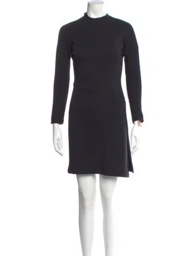 Pre-owned Geoffrey Beene Mock Neck Mini Dress In Gray