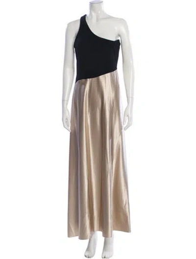 Pre-owned Geoffrey Beene One-shoulder Long Dress In Neutral