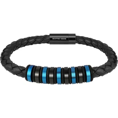 Geoffrey Beene Ornaments Braided Leather Bracelet In Blue