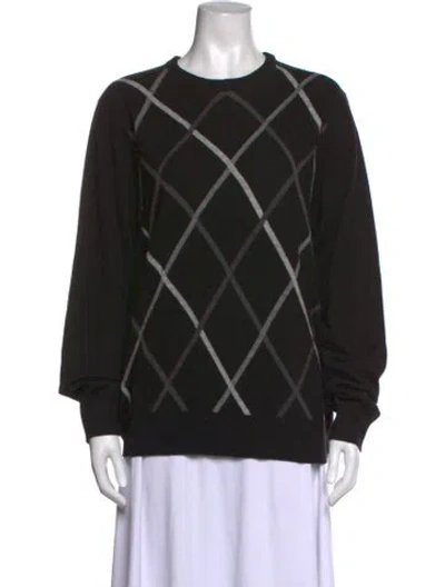 Pre-owned Geoffrey Beene Plaid Print Crew Neck Sweater In Black
