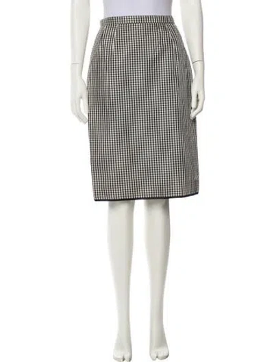 Pre-owned Geoffrey Beene Plaid Print Knee-length Skirt In Black