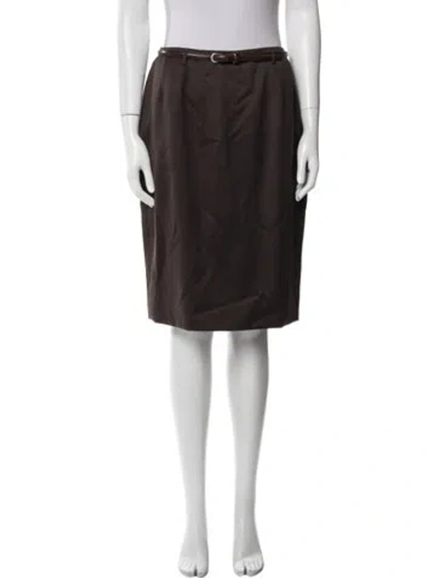 Pre-owned Geoffrey Beene Pleated Accents Knee-length Skirt In Brown