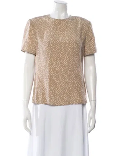 Pre-owned Geoffrey Beene Polka Dot Print Crew Neck Top In Neutral