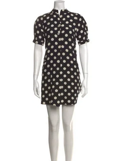 Pre-owned Geoffrey Beene Polka Dot Print Mini Dress In Black