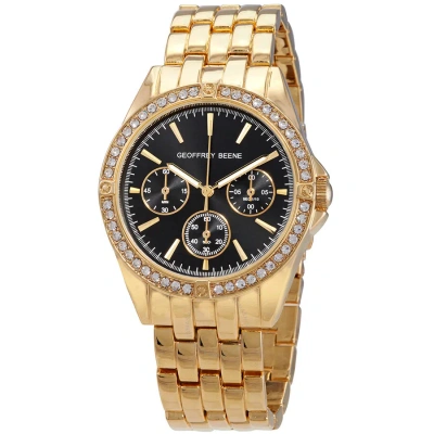 Geoffrey Beene Quartz Crystal Black Dial Men's Watch Gb8145gd In Gold