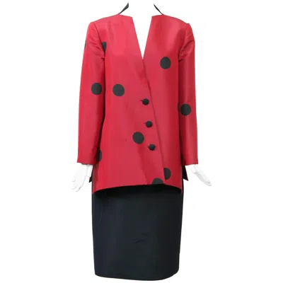 Pre-owned Geoffrey Beene Red And Black Silk Suit