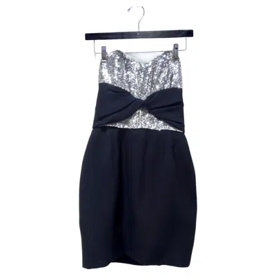 Pre-owned Geoffrey Beene Sequin Strapless Mini Dress In Black