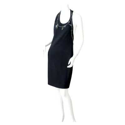 Pre-owned Geoffrey Beene Sexy Beaded Black Dress With Back Interest
