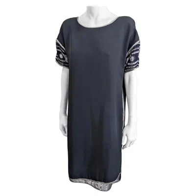 Pre-owned Geoffrey Beene Shift With Sheer Lame Underlay In Black