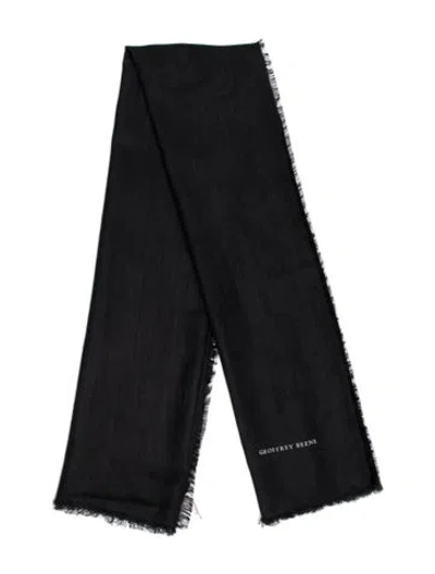 Pre-owned Geoffrey Beene Silk Printed Scarf In Black