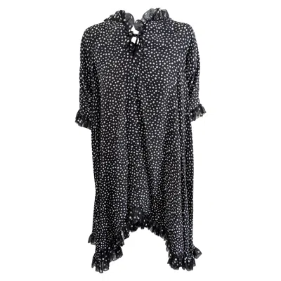 Pre-owned Geoffrey Beene Sillk Crepe Baby Doll Dress In Black