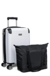 Geoffrey Beene Snakeskin Embossed Tote Bag & Hardside Spinner Suitcase Set In White